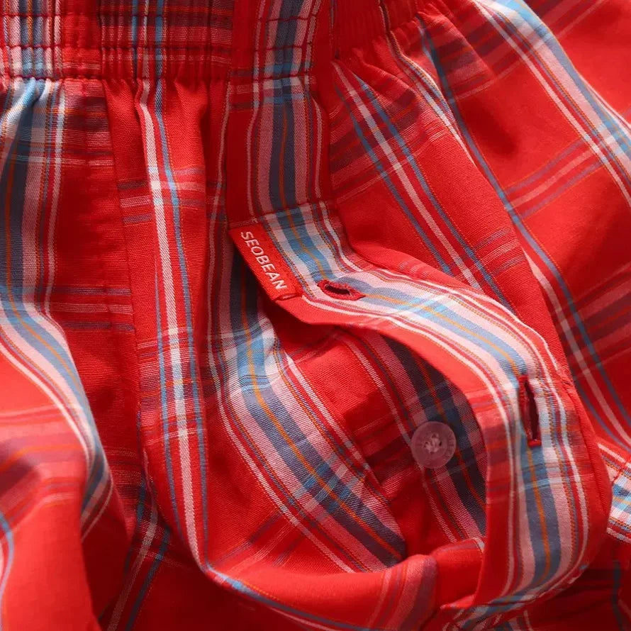 MENS SEXY COTTON SHORTS HOME COMFORT CHECKERED FIT TRUNKS Mens Sexy Underwear Langerie Briefs Short Clothes Clothing Homewear