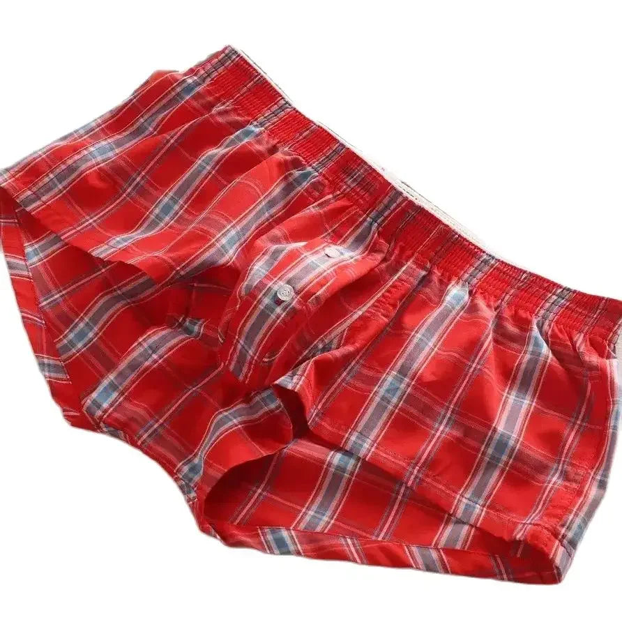 MENS SEXY COTTON SHORTS HOME COMFORT CHECKERED FIT TRUNKS Mens Sexy Underwear Langerie Briefs Short Clothes Clothing Homewear